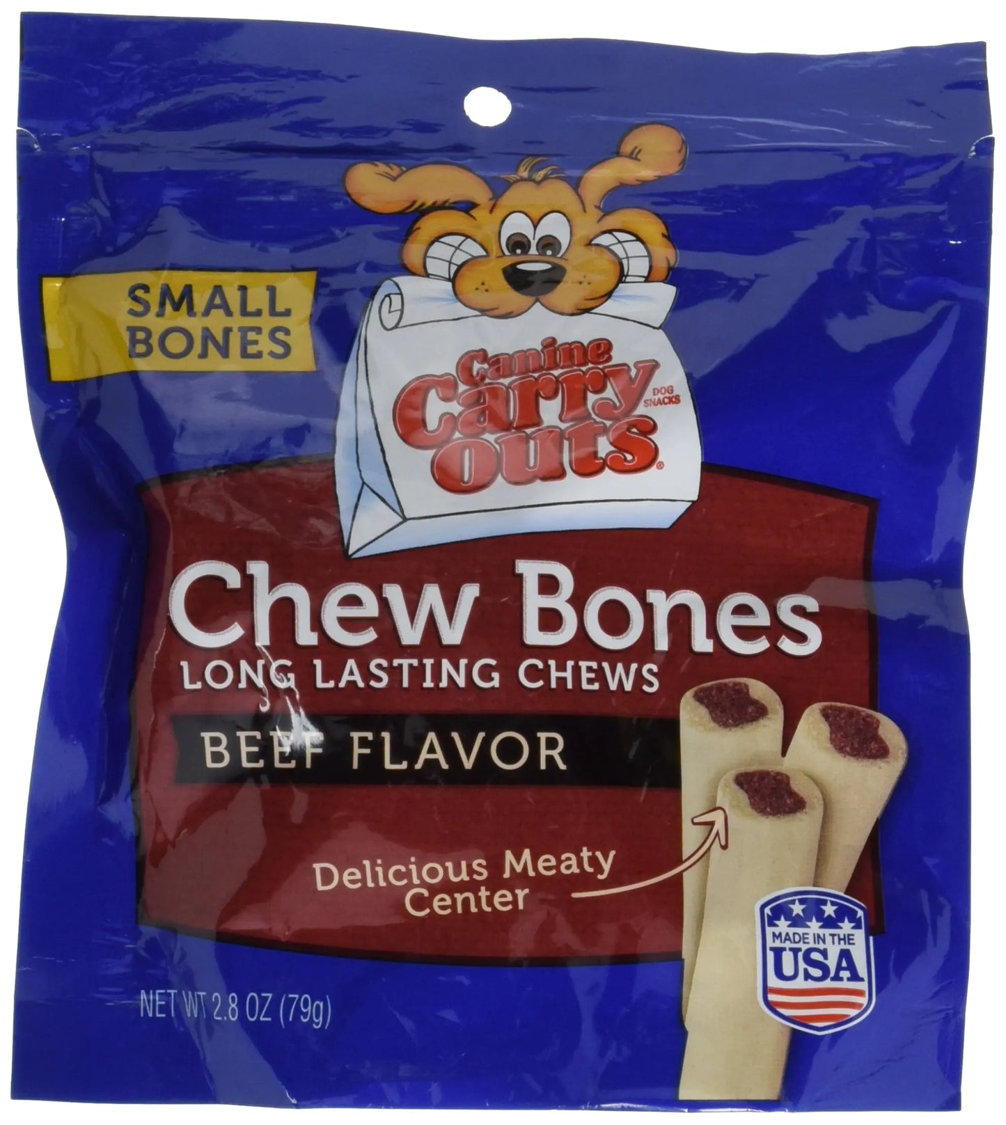 Canine Carry Outs Chew Bones Beef Flavor Dog Snacks 2.8 oz