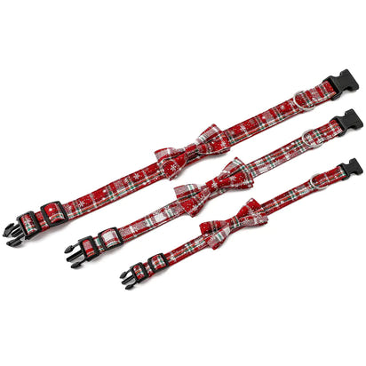 Christmas Pet Dog Collar Hat with Snowflake Bowtie