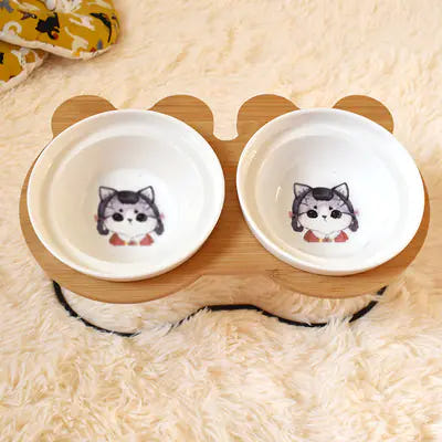 Spine Protection Bowl Holder for Cat Food and Water