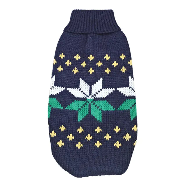 Christmas Maple Snowflake Turtleneck Pet Sweater