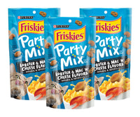 Purina Friskies Party Mix Cat Treats Lobster & Mac ‘n’ Cheese Flavors Crunchy & Tender Texture Cat Treats or Cat Snack 2.1 Ounce Pouch (Pack of 3)