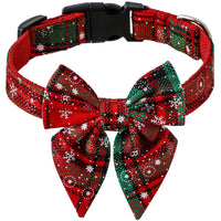 Christmas Pet Dog Collar Hat with Snowflake Bowtie